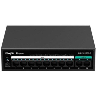 Switch Ruijie RG-ES110FG-P 8 Ports PoE 10/100MBPS + 2 Ports Gigabit 5.6GBPS