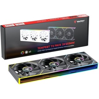 Ventilateur Tempest TX 120 mm ARGB PWM, lot de 3, interconnectable, noir