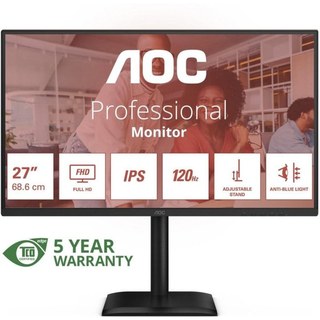 Moniteur AOC 27E4U 27" FHD 120 Hz IPS Flicker Free Noir