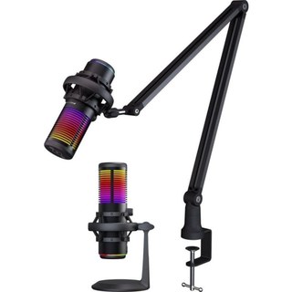 Mic microphone PREYON Osprey Scream USB cardioïde avec support de bureau et éclairage RGB