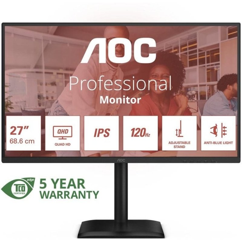 Moniteur AOC Q27E4U 27" QHD 2560X1440 120 Hz IPS Anti-lumière Bleue