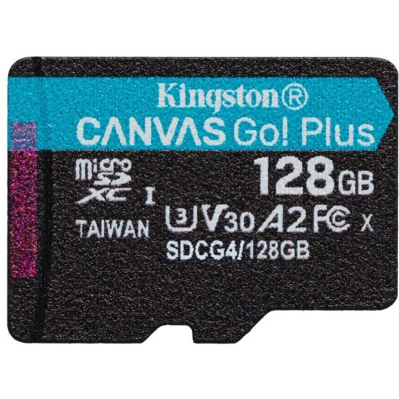 Kingston 128 Go microSDXC Canvas Go Plus GEN4 200R A2 U3 Paquet unique sans ADP