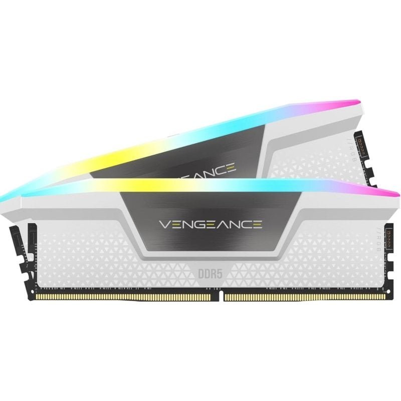 Mémoire RAM Corsair Vengeance RGB 32 Go 2X16GB DDR5 6400 MHz CL36 AMD EXPO Intel XMP Blanc