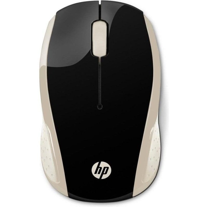 Souris HP 200 sans fil 1000 DPI ambidextre noir or avec piles AAA