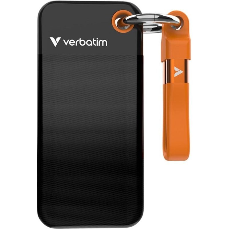 Disque Dur Verbatim 1 To SSD M.2 10 Gbit/s USB Type-C Noir Orange Antifeu