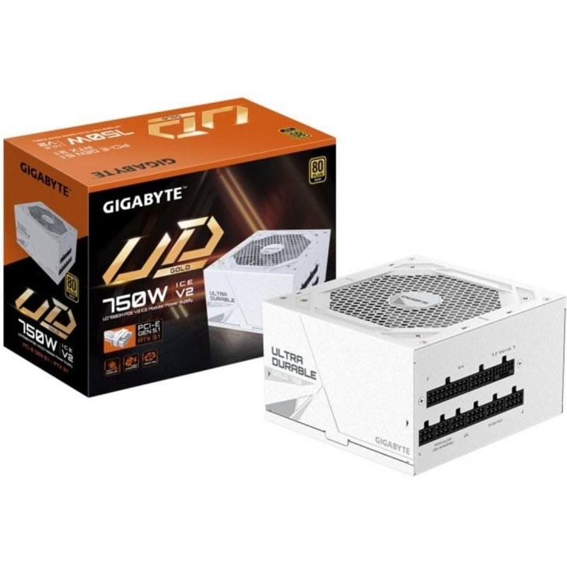 Alimentation GIGABYTE 750W 80 PLUS Gold UD750GM PG5 V2 ICE modulaire blanc PCIe Gen 5.1 ATX 3.1