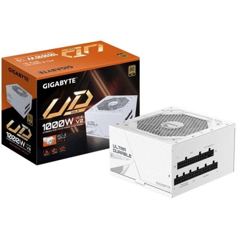Alimentation GIGABYTE 1000W 80 PLUS Gold UD1000GM PG5 V2 ICE entièrement modulaire blanche
