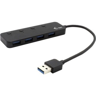 Hub USB QUO I-Tec 4 Puertos USB 3.2 Gen 1 5 Gbps Metal Interruptores LED Negro