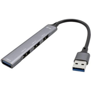 Hub USB i-tec Metal 4 Puertos 1X USB 3.0 + 3X USB 2.0 Autoalimentado Gris Carcasa Metálica