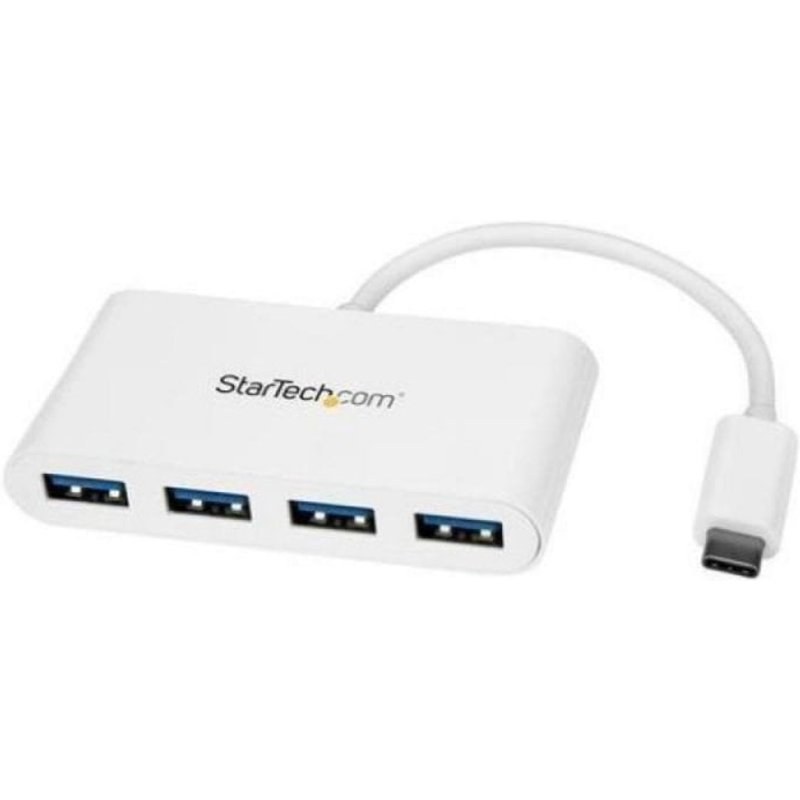 Hub USB-C StarTech 4 Puertos USB-A 5 Gbps Blanco Alimentado por Bus Compacto