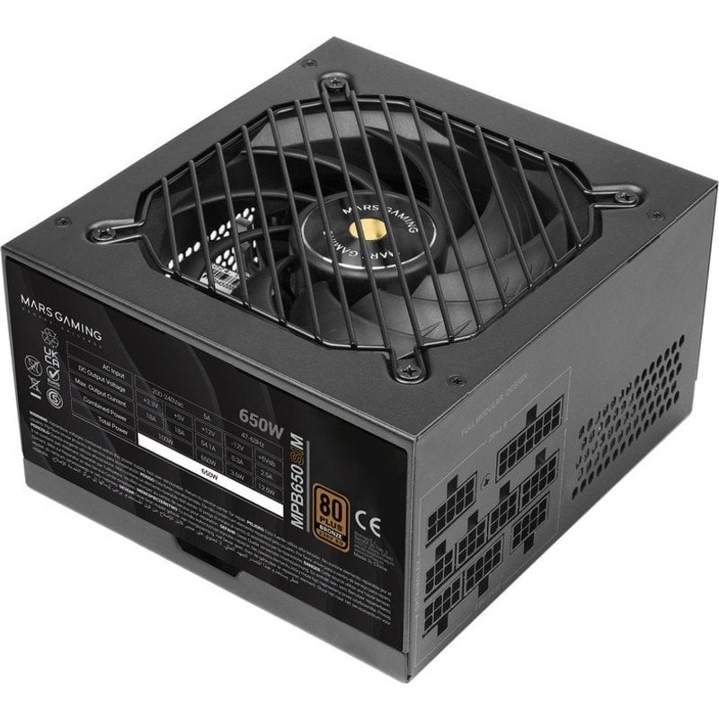 Alimentation modulaire Mars Gaming MPB650SIM ATX 650 W, garantie 7 ans, 80PLUS Bronze Noir