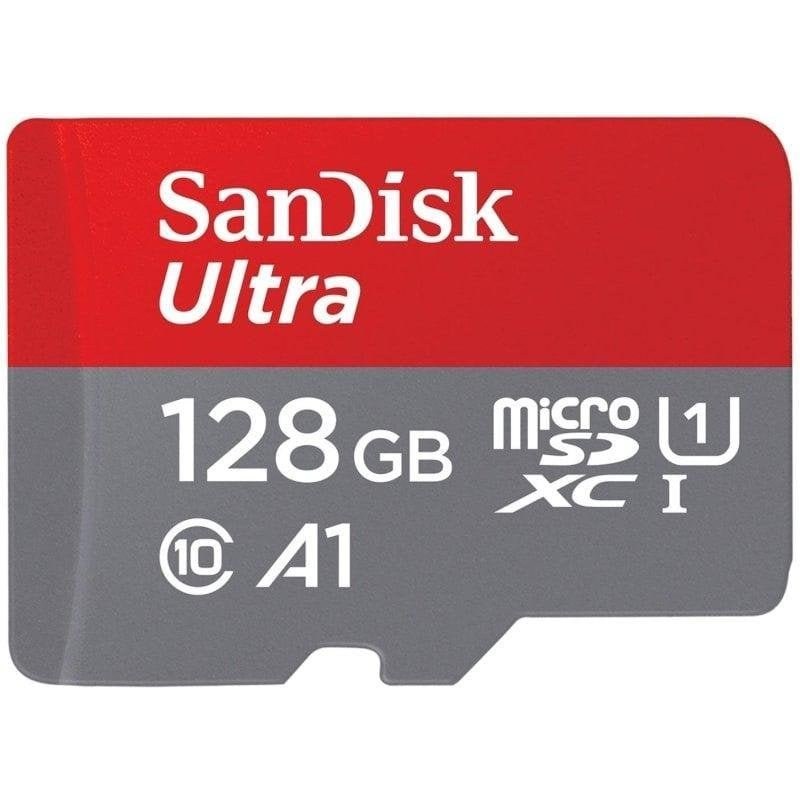 Carte mémoire SanDisk Ultra MicroSDXC 128 Go 140MB/s Classe 10 UHS-I A1 Gris Rouge