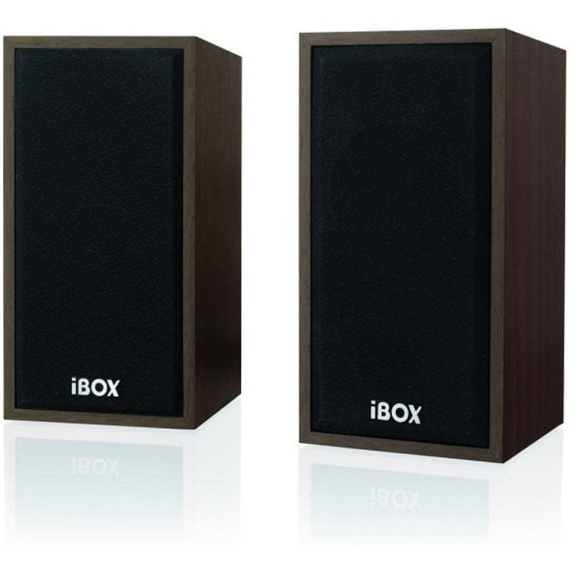 Haut-parleurs iBox de bureau filaires 2.0 10 W pour PC finition cerise