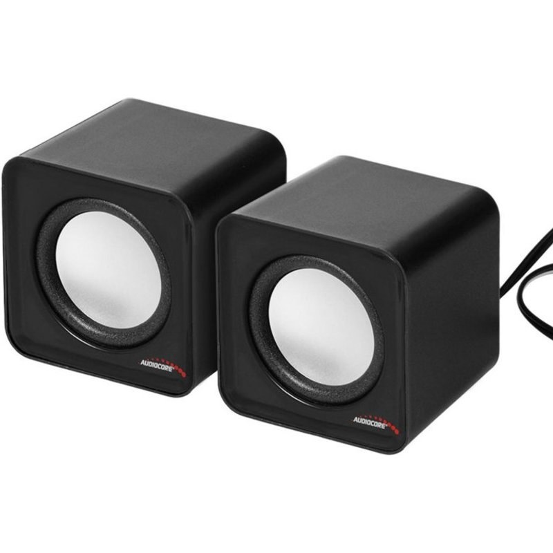 Haut-parleurs Audiocore 2 voies filaires 3W USB contrôle rotatif PC noir gris