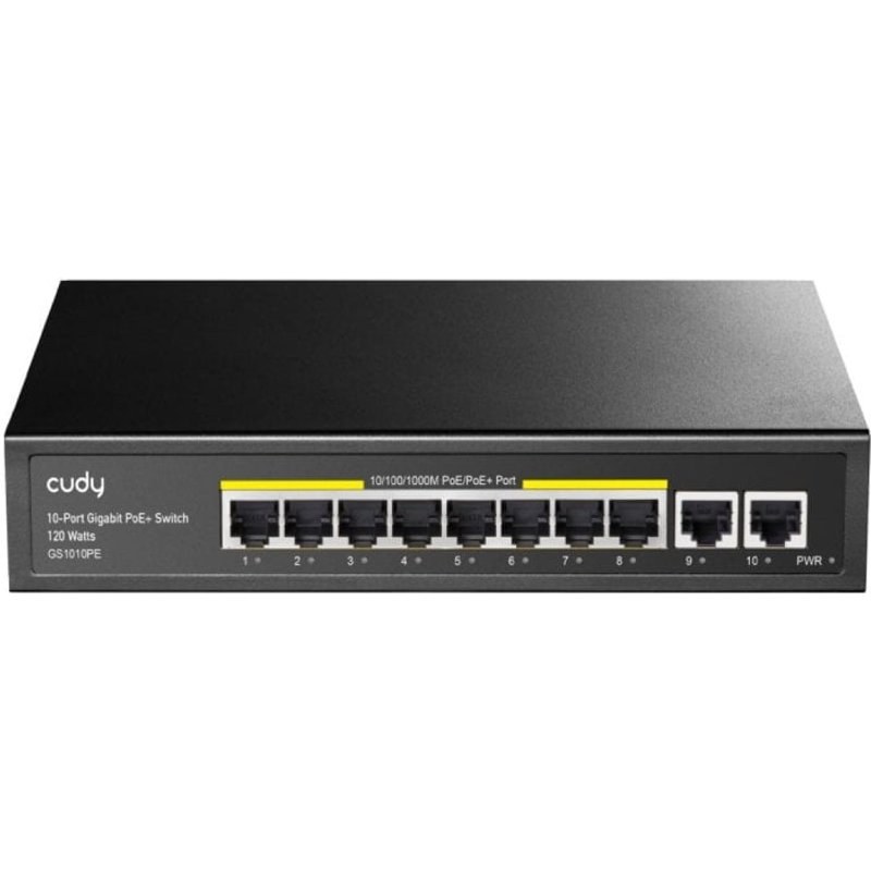 Switch Cudy GS1010PE 10 ports Gigabit PoE rack mural métal sans ventilateur