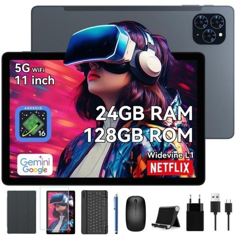 Tablette KINGRID T90 Wi-Fi 11" 8 Go 128 Go Gris