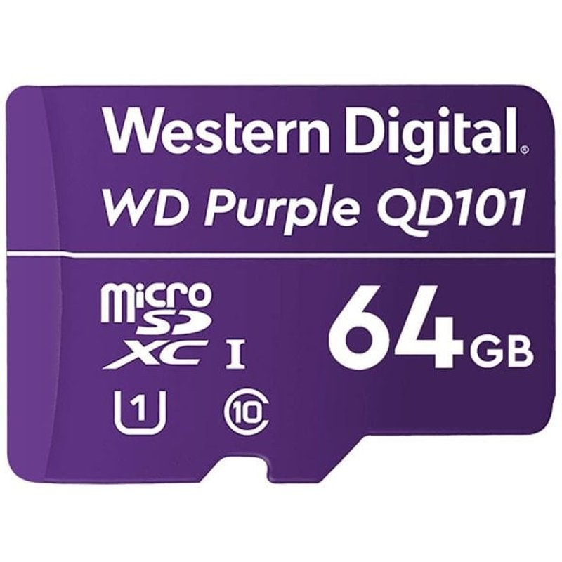 Carte MicroSDXC Western Digital WD Purple SC QD101 64 Go Classe 10 U1 Vitesse élevée