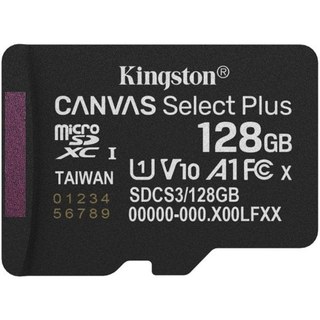 Carte MicroSD Kingston Canvas Select Plus 128 Go UHS-I 150MB/s A1 V10
