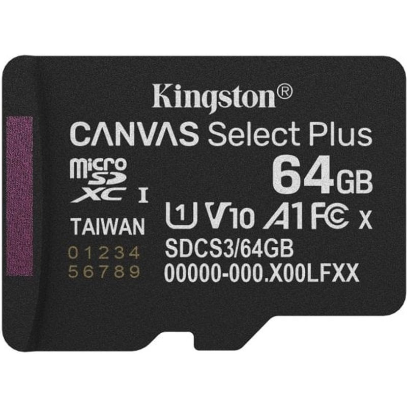 Carte microSD Kingston SDCS3/64GBSP 64 Go UHS-I A1 V10 résistant