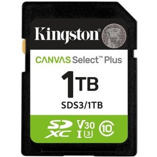 Carte mémoire Kingston SDXC Canvas Select Plus GEN3 1 To 150 MB/s UHS-I U3 V30
