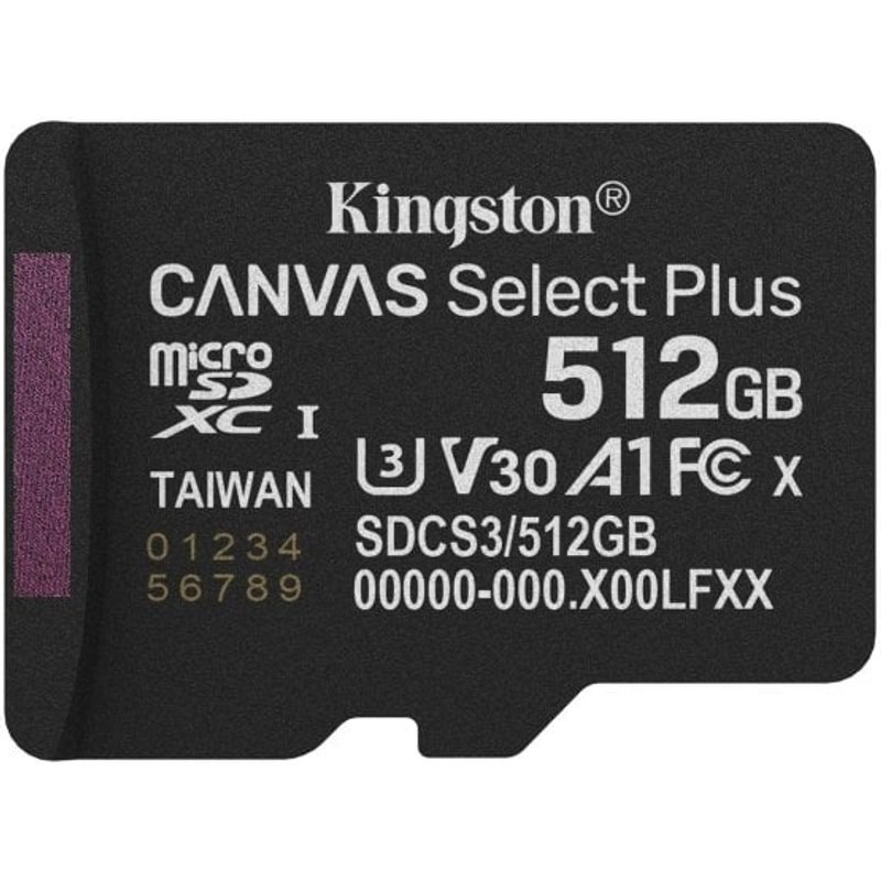 Carte microSDXC Kingston Canvas Select Plus GEN3 512 Go 150MB/s A1 UHS-I