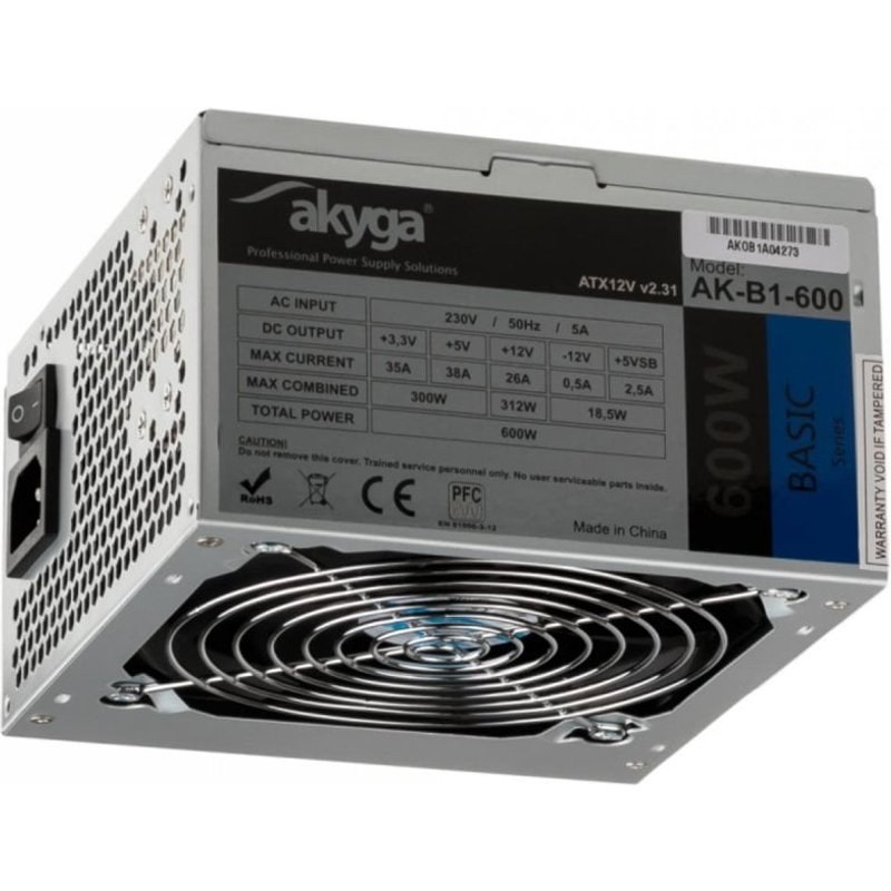 Alimentation Akyga 600W Non-Modulaire ATX AK-B1-600 Protection avancée