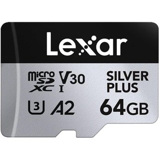 Carte MicroSD Lexar Professional SILVER PLUS 64 Go UHS-I 205 Mo/s V30 A2