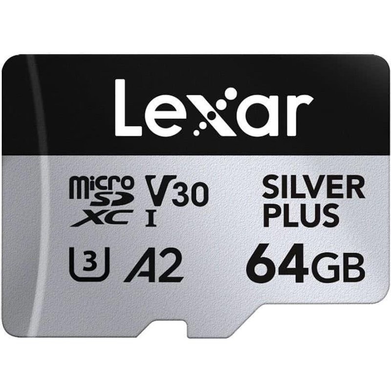 Carte MicroSD Lexar Professional SILVER PLUS 64 Go UHS-I 205 Mo/s V30 A2