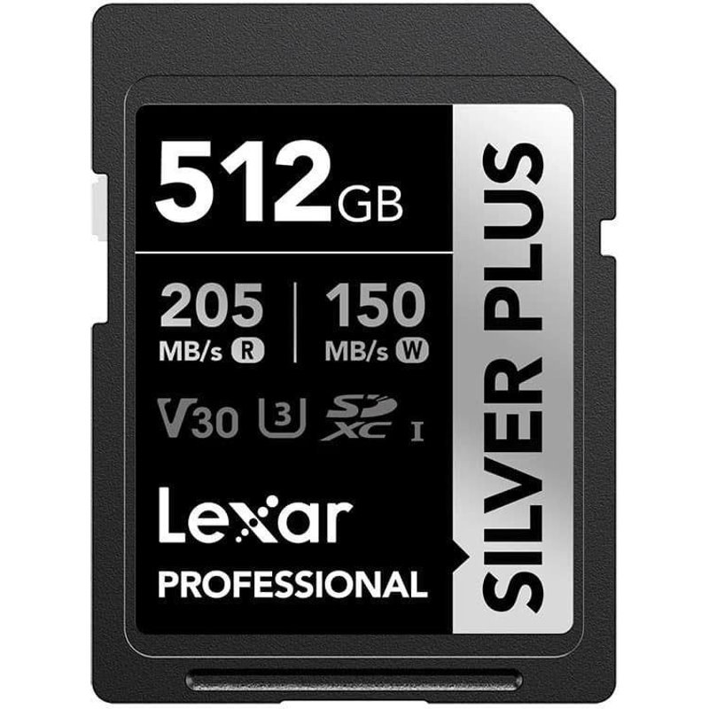 Carte SD Lexar Professional SILVER PLUS 512 Go SDXC UHS-I 205MO/s V30