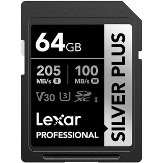 Carte SDXC Lexar Professional SILVER PLUS 64 Go V30 UHS-I 205MO/s 100MO/s