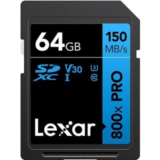 Carte SDXC Lexar High-Performance 800XPRO 64 Go V30 UHS-I 150 Mo/s