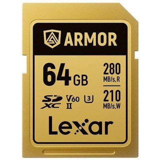 Carte SD Lexar Armor Gold Series 64 Go UHS-II V60 IP68 Acier R280/W210