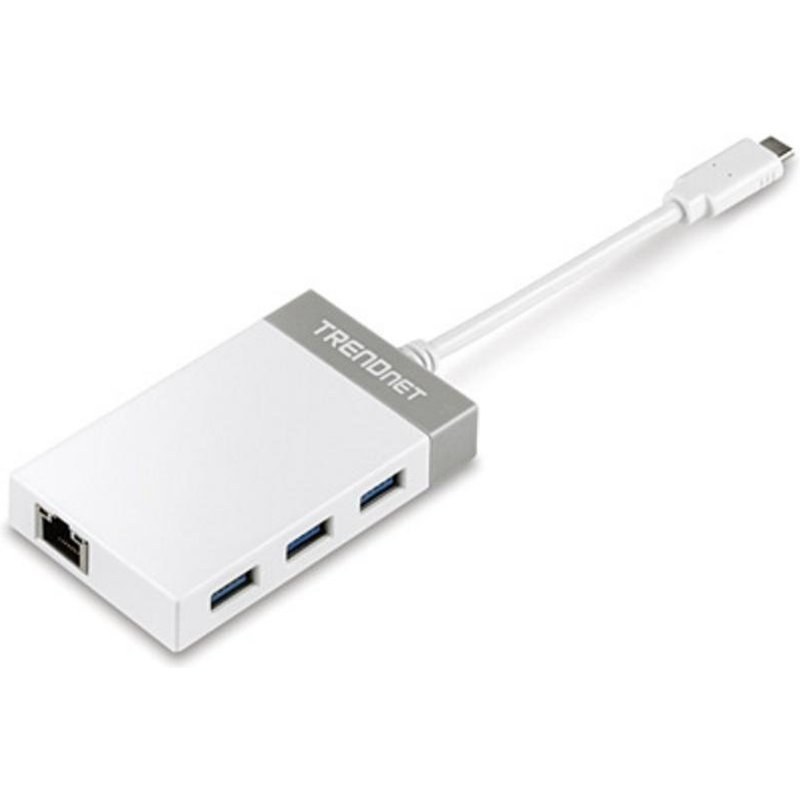 Station d'accueil Trendnet TUC-ETGH3 USB-C 3XUSB 3.0 RJ-45 Gigabit Gris-Blanc