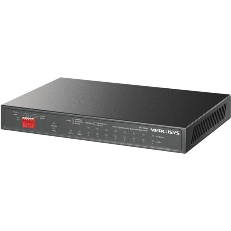 Switch réseau Mercusys MS110GMP 10 ports Gigabit PoE+ montage mural
