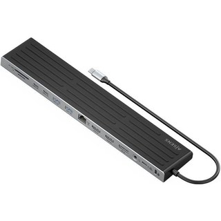 Station d'accueil Aisens ASUC-13P042-GR USB-C 13-en-1 2XHDMI/DisplayPort/RJ45/USB/PD