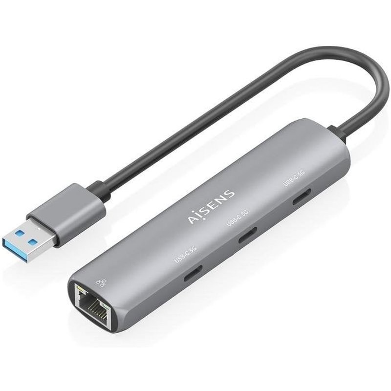 Station d'accueil Aisens ASUC-4P037-GR USB-A Hub 3XUSB-C Ethernet Gigabit Gris