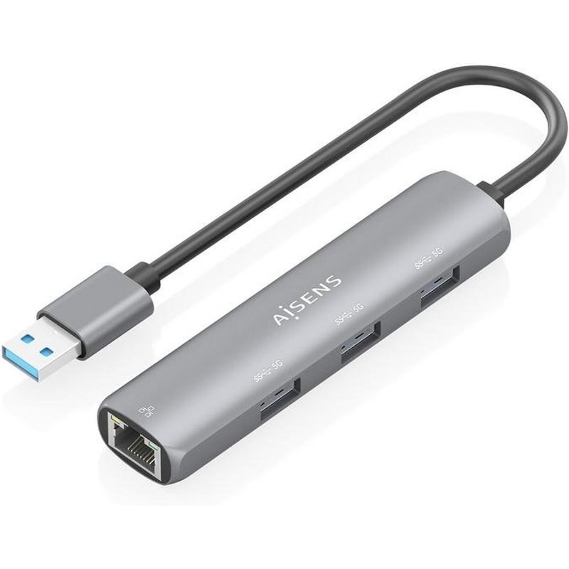 Station d'accueil USB-A Aisens ASUC-4P034-GR Ethernet Gigabit 3XUSB-A Gris 15CM