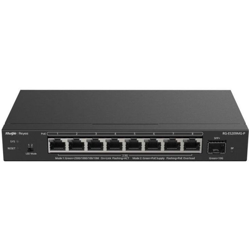 Switch Ruijie Reyee 8X 2.5G PoE Cloud LAYER2 1X 10GBPS SFP+ Agrégation