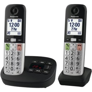Téléphone Panasonic KX-TGU432EXB Duo DECT Sans Fil Volume Amplifié 2 Combinés
