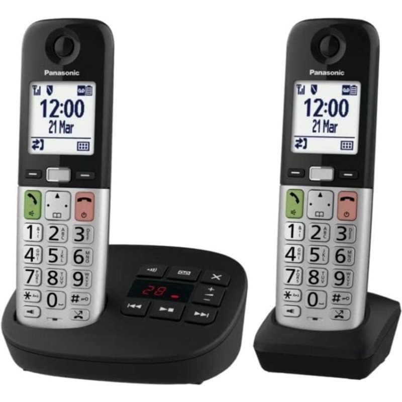 Téléphone Panasonic KX-TGU432EXB Duo DECT Sans Fil Volume Amplifié 2 Combinés