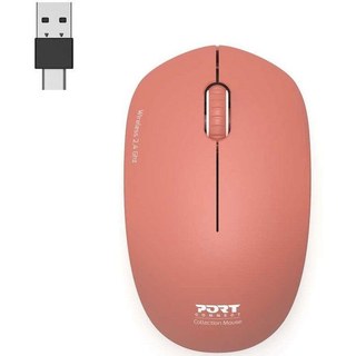 Souris Port Designs 900542 RF sans fil 1600 DPI Rouge USB-A USB-C Compacte