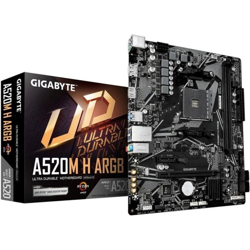 Carte mère Gigabyte A520M H ARGB AMD A520 AM4 DDR4 Micro ATX PCIe 3.0 RGB