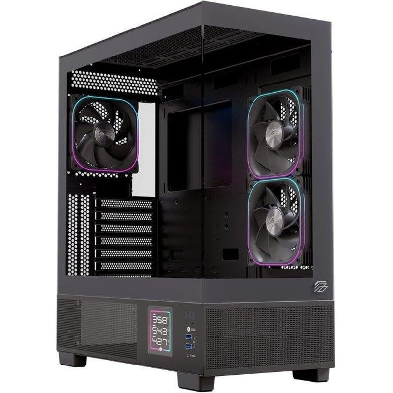 Boîtier Einarex S501D RGB Digital Verre Panoramique 3X120MM ATX Gaming Noir