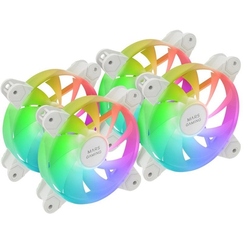 Kit Mars Gaming MF-4A : 4 ventilateurs 120 mm ARGB arc-en-ciel, double connecteur 5 V 3