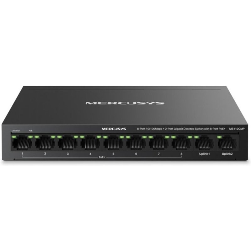 Switch réseau Mercusys MS110CMP 10 ports Fast Ethernet PoE+ boîtier métal mural