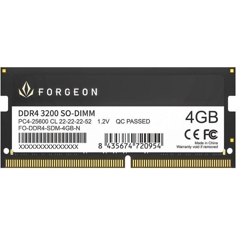 Mémoire RAM Forgeon Cyclone PLUS 4 Go 1X4GO DDR4 3200 MHz CL22 Noir SO-DIMM
