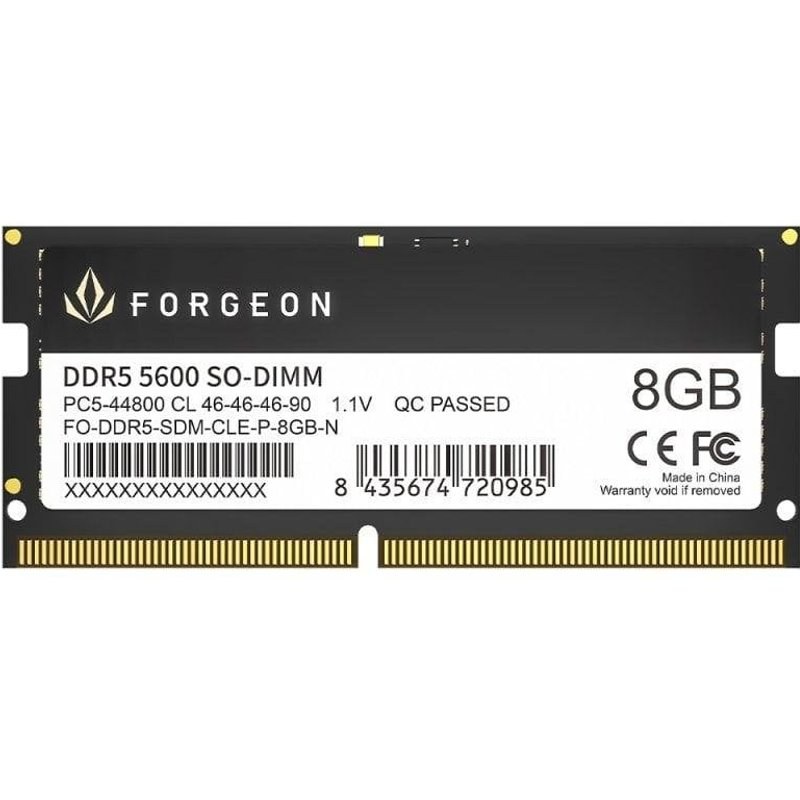 Mémoire RAM Forgeon Cyclone PRO 8 Go 1X8GB DDR5 5600 MHz CL46 Noir