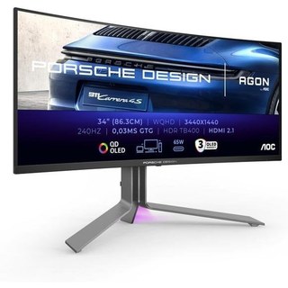 Écran PC AOC Porsche PD34 34" Wide Quad HD 240 Hz QD-OLED Courbé HDR TrueBlack