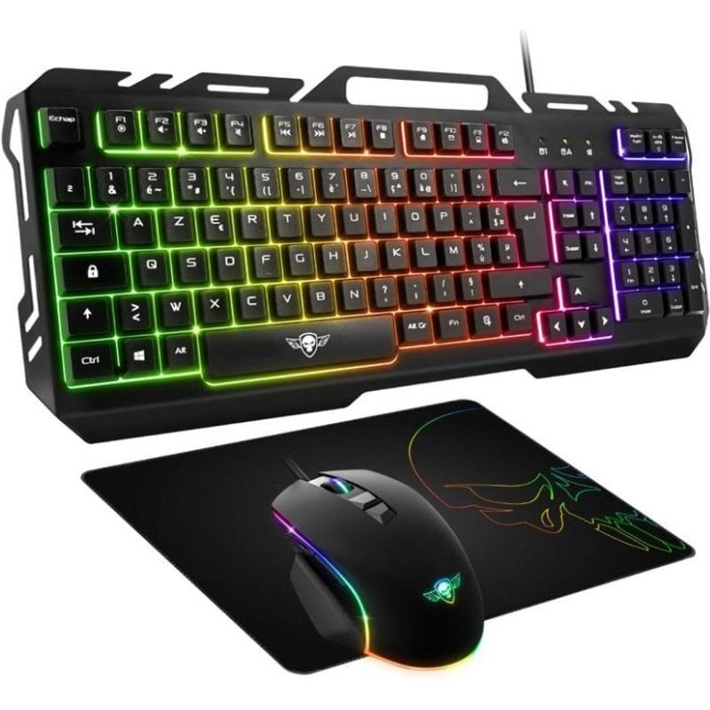 Clavier Spirit of Gamer PRO MK5 membrane AZERTY RGB avec souris et tapis