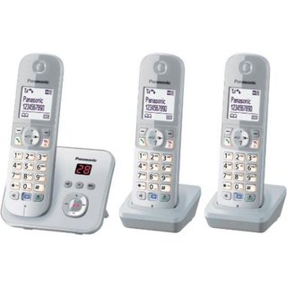 Téléphone Panasonic KX-TG6823 DECT Haut-parleur Répondeur 3 combinés Argent Blanc